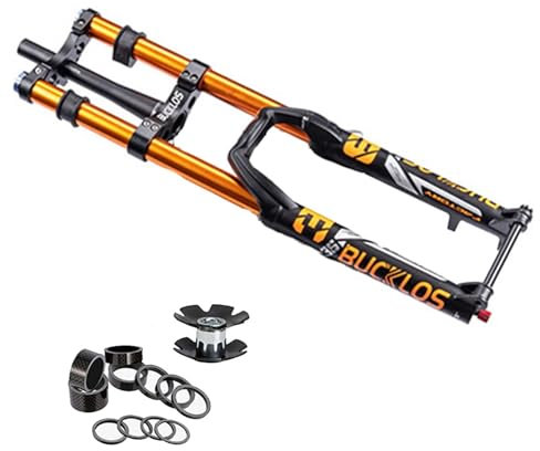 TS TAC-SKY Downhill Bike Suspension Fork Dual Crown Travel 180mm MTB Air Fork Disc Brake 15 * 110mm Boost Bicycle Fork E-bike (Color : 27.5inch)