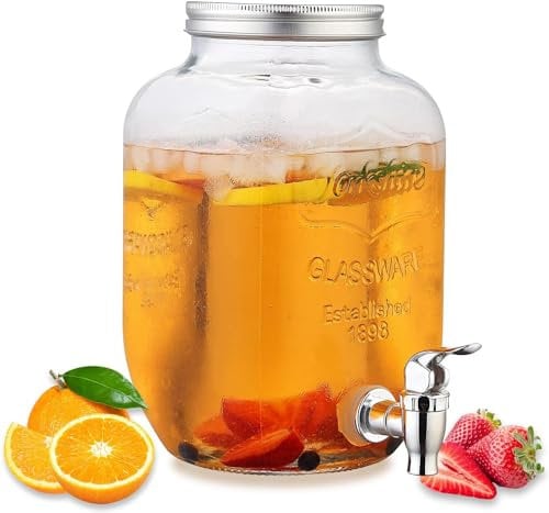 Avilia Dispenser Bevande con Rubinetto - Distributore Acqua 8L - Dispenser per Alcolici e Analcolici - Tappo in Alluminio - Perfetto per ogni Occasione, Facile da Pulire