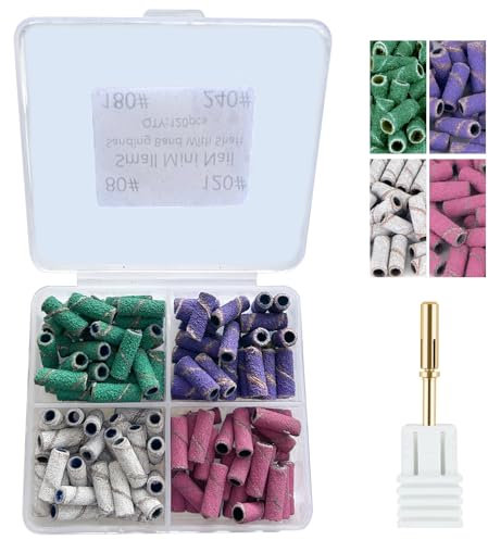 120Pcs Small Sanding Band for Nail Drill, Gorvalin 3mm Nail Drill Bit #80 #120 #180 #240 Grit Electric Nail Files for Acrylic and Natural Nail Polishing and Shaping