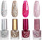 Nail Polish Set - Glitter Nail Varnish Sets - Quick Dry & Long Lasting Silver Gold Nail Polish - Long Lasting French Manicure Nail Polish - Nail Starter Kit 2024 Spring Serise Gift - No Need Cure