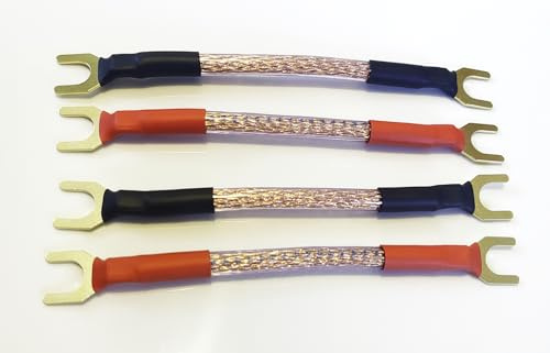 A1 Sound Van Damme Hi-Fi Series 6mm LC-OFC Speaker Cable Jumper Bridging Links 4 x links terminated with Gold plated spade connectors 8 spades in total (15 cm links)