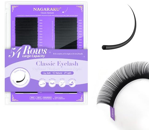 NAGARAKU Pestañas Individuales Clásicas 1:1 Alta Capacidad 54 Filas 0.15 D Curl 7-15mm Longitud De Mezcla Pestañas Postizas Con Volumen Individuales Naturales Suave Extensiones De Pestañas Negro Mate