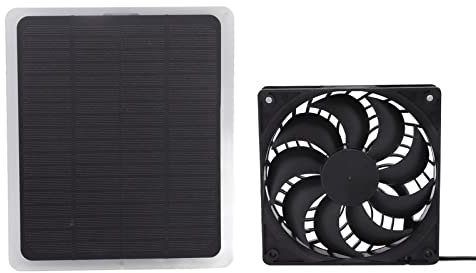 flexman Solarpanel Lüfter Set, 5 W Mini Lüfter, Tragbares Solar Abluftventilator Set für Den Außenbereich für Gewächshäuser, Hühnerställe, Hundehütten, Anhänger, Wohnmobile