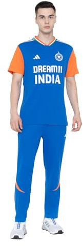 Adidas Maillot Officiel de la Coupe du Monde 2024 de l'Inde T20, Bleu foncé/Trueorang, S