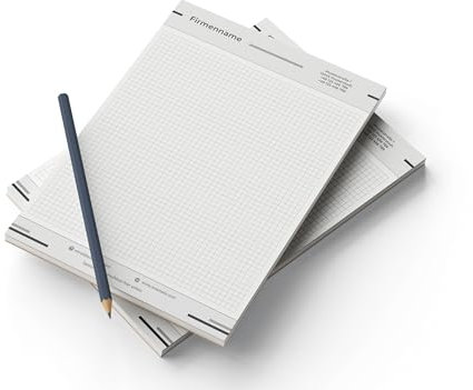 Premium Notizblock DIN A4 personalisiert, liniert/kariert/blank/Punktraster selbst gestalten, hochwertiges Papier, Collegeblock/Schreibblock für Schule/Studium/Unternehmen mit Adresse (Softy Line)