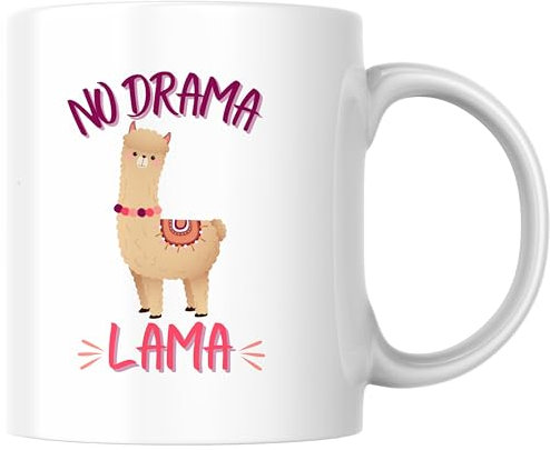 No Drama Lama Entspannt Kein Stress Alpaka Wortspiel Spruch Kaffee Tasse Geschenk (Weiß)