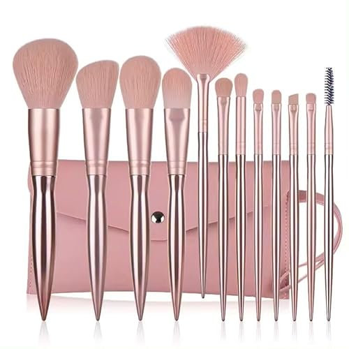 Luxury 12pcs Rose Gold Plated Vegan Makeup Brush Tool Makeup Brushes Set with bag