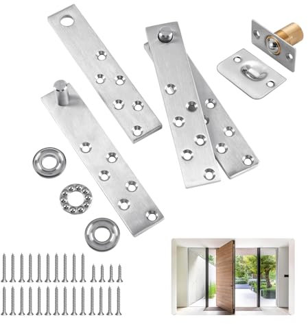 LOQRON Kit de bisagra pivotante de puerta resistente para puertas de madera y ocultas, bisagra de puerta oculta de acero inoxidable de rotación de 360° para puertas secretas, puertas Murphy,