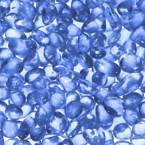 sourcing map Pierres en verre, 453 g, galets en verre, perles artificielles pour vase, terrarium, décoration de pot de fleurs (5-9 mm, bleu clair)
