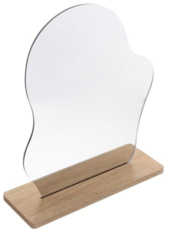 HOLIDYOYO 1 Juego Espejo de Maquillaje portátil Vanity Mirror espelhos maquiagem Makeup Mirror Bathroom Mirror Espejo con Soporte de Madera Espejos de Escritorio Espejo de Mesa Acrílico