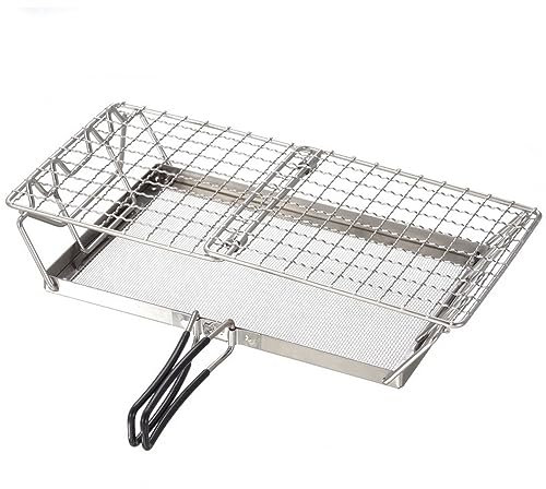 Sonew Camping Toaster für Gaskocher, Edelstahl Faltbar Camping Grill, Handgriff mit Gummibeschichtung, Ideal für Camping, Picknick und Angeln
