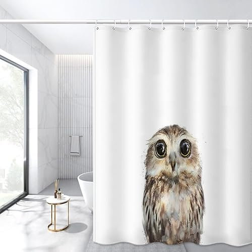 Duschvorhang Süße Eule Weiß Duschvorhang Stoff Verdickung Shower Curtains Polyester Badevorhang Duschvorhang Wasserdicht Duschvorhänge Anti Schimmel Duschvorhang für Badewanne 150x180cm