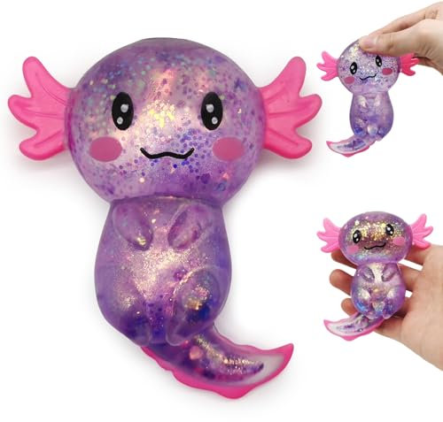 Mrltau Axolotl Sugar Squeeze Toy, Squishy Axolotl Spielzeug, 10 × 8 cm, Axolotl Antistressball Kinder Erwachsene (Lila)