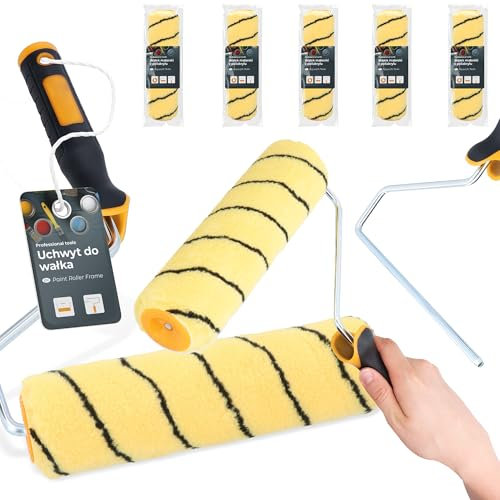 5x Rouleau Peinture 25 cm Recharge Laque Façade Mur Support Outils Peintre Travaux Rénovation Haute Absorption Finition Lisse Application Facile