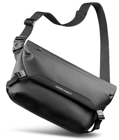 hk Umhängetasche Herren Damen, 11,3-Zoll-iPad-Sling bag, spritzwassergeschützte Schultertasche, 8L Unisex-Multifunktions-Brusttasche, diebstahlsicher für Reisen, Wandern, Pendeln, schlicht-schwarz