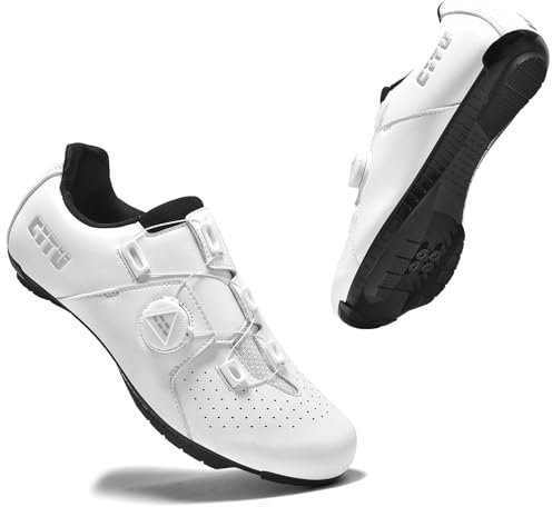PENXZT Fahrradschuhe Herren Mountainbike Schuhe Damen MTB Radsportschuhe kompatibel mit SPD 2 Schrauben mit Cleats Outdoor-Radschuhe Fahrrad Spin Schuhe,Weiß,38 EU
