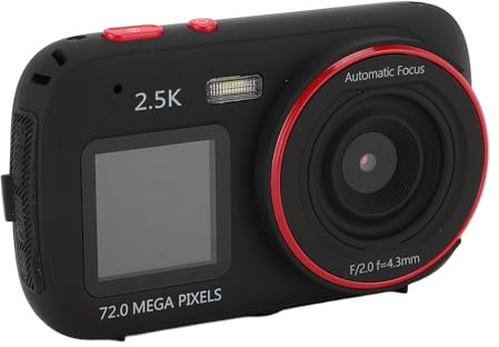 72MP Digitalkamera, HD Dual Display Screen Digital Point and Shoot Camera, 16x Zoom Auto Focus Anti -Shaking Compact Small Video Camera für Jungen Mädchen Kinder (Rosenrot) (White) (Rose) (Black)