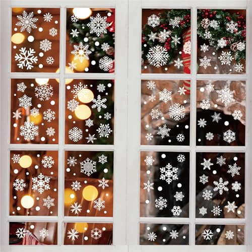 CharmBurst 6 Piezas Ventanas de Copos de Nieve, decoración removible autoadhesiva estática de PVC, decoración Invernal para Navidad, Pegatinas Decorativas de Ventanas navideñas