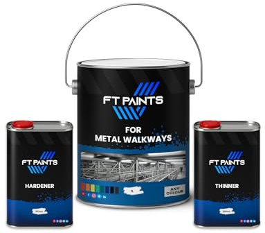 FabioT. FT Paints 1.267L Kit 2K Anti-Slip Floor Paint with E9005 Hardener (Standard Drying) For Metal Walkways- RAL 1003-Signal Yellow