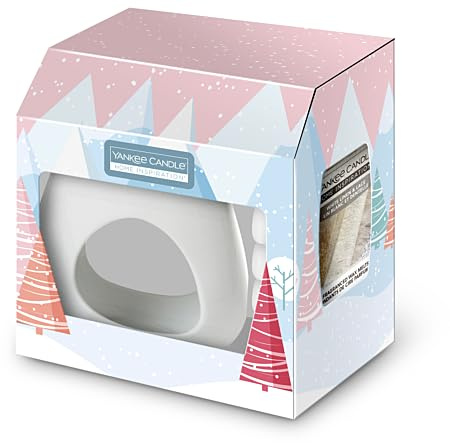Yankee Candle Gift Set | Home Inspiration | White Linen & Lace Yankee Wax Melts, Ceramic Warmer, Tealight Candles | Christmas Themed Gift Set