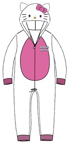 Riethmüller Kinder Onesie Hello Kitty 3–4 Jahre – Offizieller Fleece Overall mit Kapuze & Reißverschluss – Kuscheliger Jumpsuit für Jungen und Mädchen
