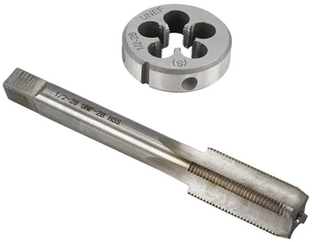 Spiralspitze Gewindebohrer 2-teiliger Gewindeschneidsatz 1/8 3/16 1/4 5/16 3/8 7/16, verwendet for das Gewindeschneiden von Innen- und Außengewinden an Werkzeugmaschinen(2pcs 7I16-24 UNF)