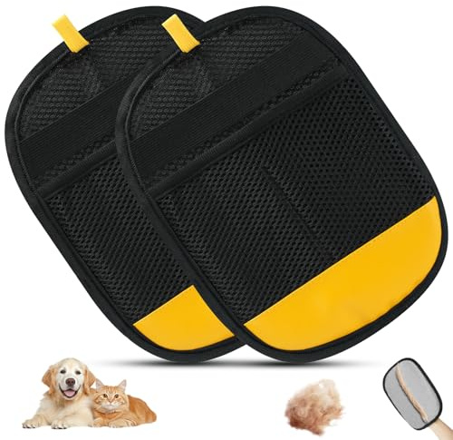 Alaoo Tierhaarentferner Handschuh, 2 Pcs Elektrostatischer Hundehaare | Haarentfernungshandschuh Fell Magnet Handschuh Elastisches Handgelenk, Wiederverwendbar für Hunde & Katzen Sofa