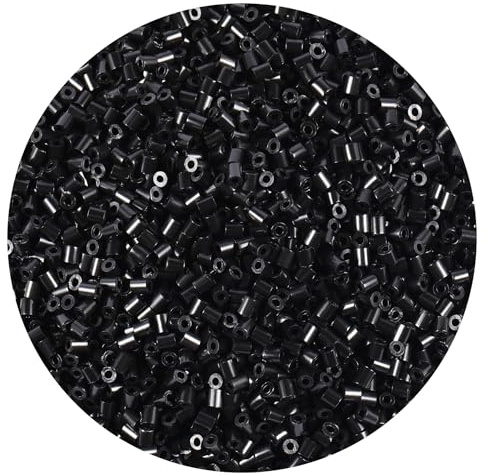 10000Pcs Loose Mini Fuse Beads 2.6mm Bulk Refill Kit Stress Relief Pixel Art 3D Craft Melting Beads for DIY Decor Crafts Creative Handmade Projects (Black)