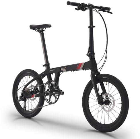Sava Z1 Faltrad Carbon 20 Zoll, Ultraleichtes Fashion-Klapprad mit Carbonrahmen & 9-Gang mit SORA R3000 Für Damen und Herren