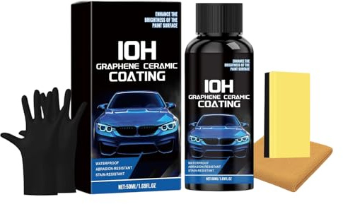 Car Ceramic Coating - Protective Restorer, 50ml Auto with Sponge, Towel, and Gloves, Paint Restoration with Easy Application, Vehicle Maintenance Tool for Driveway, Garage Home Routine Care