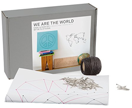 DONKEY Products We Are The World Nagel & Faden Set, Wandbild, Bastelset, Fadenbild, 330412