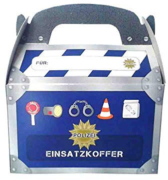 DH-Konzept 6 Geschenkboxen * Polizei * für Kinderparty und Kindergeburtstag Mitgebsel Geschenk Treat Box Partybox Pappe Papier Kinder Geburtstag Motto Party