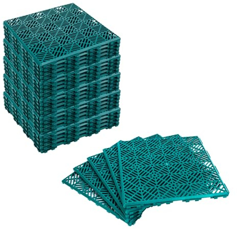 KCT 6 Pack - Green Garden Non Slip Interlocking Path Tiles - 30 Pieces Total Weatherproof Decking Boards