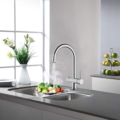 Keenware KBT-501 - Grifo de cocina con agua hirviendo, 3 en 1, cromado