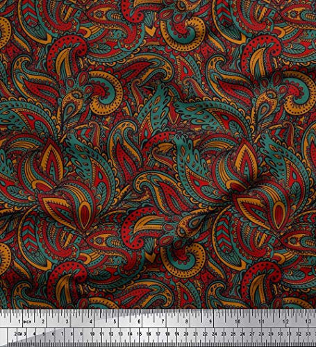 Soimoi Rot Baumwolle Batist Stoff kunstlerisch Paisley Stoff Meterware 56 Zoll breit
