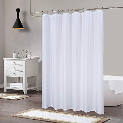 LinTimes Blanc Rideau de Douche,190GSM Heavy Duty Épais Hôtel Luxe Polyester Bain Rideau de Douche Lavable 183 x 198 cm