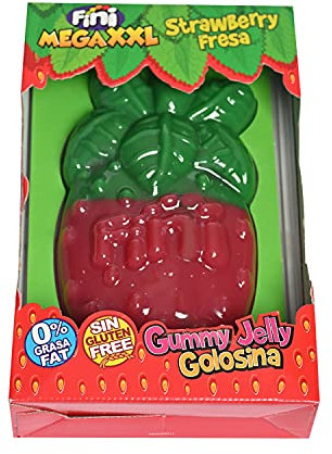 Fini Fresa Salvaje Mega XXL, Gominola Gigante, Sin Gluten, Fresa Chuchería, 900 G