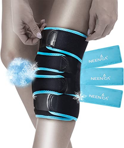 NEENCA Knee Brace with Ice Pack Wrap,Medical Grade Knee Support with 3 Reusable Cold/Hot Gel Pack,Injury and Pain Relief for Meniscus Tear,ACL,Knee Surgery,Sprain & Swelling