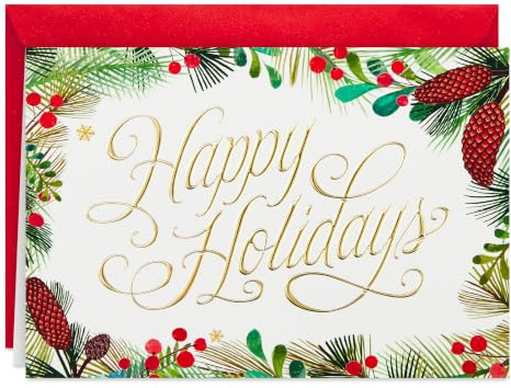 Hallmark Boxed Holiday Cards, Festive Greenery (40 Cards and Envelopes)