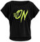 Winshape Damen Ultra leichtes Modal-Kurzarmshirt MCT002 mit neon gelbem „New Day Bring it on” Glitzer-Aufdruck, Dance Style, Schwarz-neon-gelb-Glitzer, XL