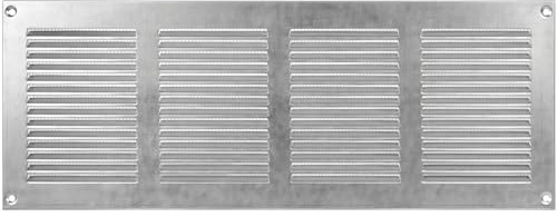40 x 15 cm Verzinkt Abdeckung der Entlüftung – Qualitätsstahl-Rückluftgitter – für Decke und Seitenwand – HVAC – mit Insektenschutz (400 x 150 mm, Verzinkt)
