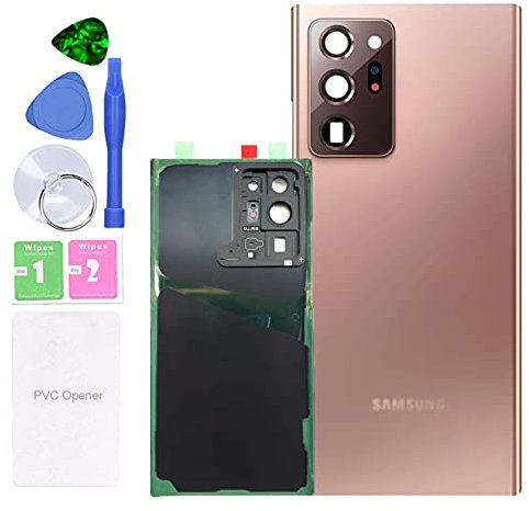 MovTEK Vitre Arriere Cache Batterie d'origine Remplacement pour Samsung Note 20 Ultra N985 /5G N986B Ecran Arrière avec Lentille de Caméra et Outils - Or(Bronze Mystique)
