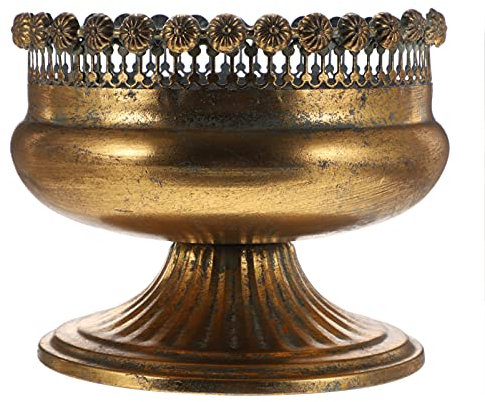 Cabilock Gold Vintage Blumentopf Eisen Blumenvase Kaktus Sukkulenten Topf Metall Eimer Retro Übertopf Pflanztopf Landhaus Vase für Balkon Büro Schreibtisch Shabby Chic Deko Wohnzimmer Tischdeko
