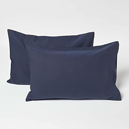 HOMESCAPES 2er-Set Leinen-Kissenbezüge für Kinder Marineblau, Halbleinen Kissenhüllen 40x60 cm aus 60% Leinen & 40% Baumwolle