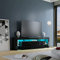TV Stand Unit Cabinet with LED Lights & High Gloss Black Finish for 70 Inch TV,200CM Entertainment Unit with 2 Drawers & 2 Doors for Living Room Storage Furniture (200x35x53cm)