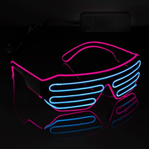 lumous rola 1PCS Glasses Light up El Wire Rave Shutter Glasses, Glow In Dark Flashing Sunglasses, Luminous Glasses For Parties, Halloween PATENTED
