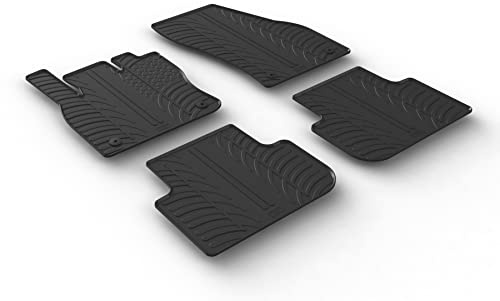 AROBA GL0646 Design Gummi Fußmatten kompatibel mit VW Tiguan ab BJ. 04.2016> erhöhter Rand 4 TLG Farbe Schwarz Gummimatten Automatten passgenau