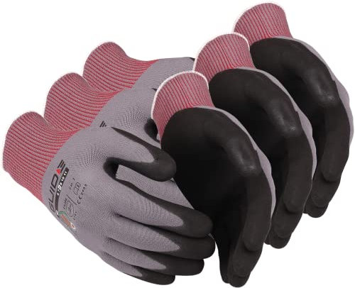 MediMuc 3 Paar Guide 580 Nitril-Schutzhandschuhe teilbeschichtet grau, Arbeitshandschuhe, Größe 11 XXL