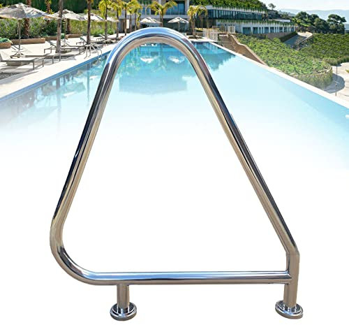 Lsoiup Main Courante de Piscine Amovible, Rampe d'escalier de Piscine 81 × 90 cm, Main Courante de Piscine en Acier Inoxydable 304 capacité de Charge nominale de 260 LB