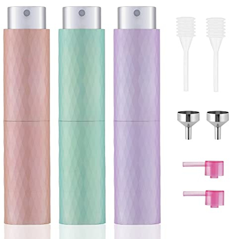 Tekson 8ML Perfume Atomizer Travel (3 PCS), Refillable Cologne Containers, Dispenser Spray Empty Bottle for Mini Sprayer Size